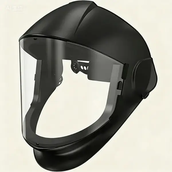 Full Face Protection Shield with Adjustable Ratcheting Headgear, Panoramic Visor for Grinding and Cutting Safety, Polycarbonate Impact Resistant Mask, Industrial Work Safety Gear, ANSI Z87.1 Certified