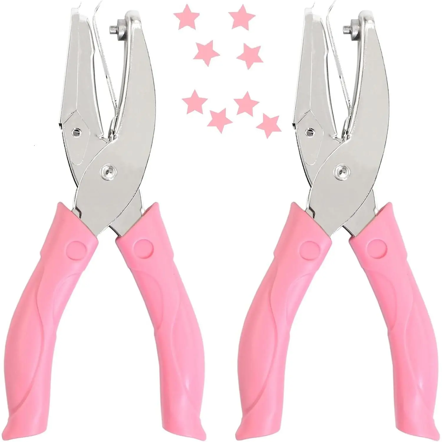 Jeemiter 2-Pack Soft-Handled Portable 1/4 in Star-Shaped Metal Single Handheld Hole Punchers for Tags, Clothing, Tickets, Paper Crafts, Craft Projects