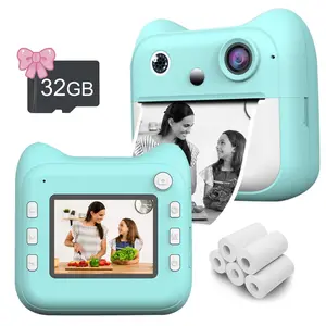 Children's Instant Printing Camera: A 1080P real-time printing camera specially designed for children, equipped with a 32GB memory card and 5 rolls of printing paper. Suitable for birthdays, Christmas and other festivals. Digital Camera