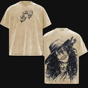 Men's Vintage Graphic T-Shirt in Heavyweight Cotton, Oversized Distressed Streetwear Top for Casual or Festive Wear