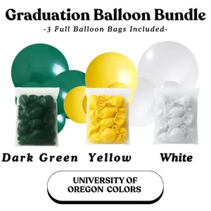 Graduation Balloon Bundle -  University Of Oregon Colors I Dark Green, Yellow, White
