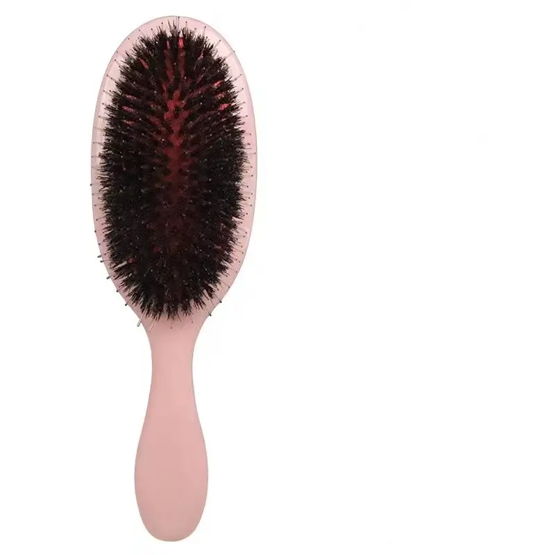 Bristle Cushion Hair Brush Women Boar Bristle Paddle Detangling Cleaning Comb High Crown Volumizing Styling Brush Smooth No Pulling Reduces Frizz Scalp Massage Creates Lifted Voluminous Roots Hair Care Tool
