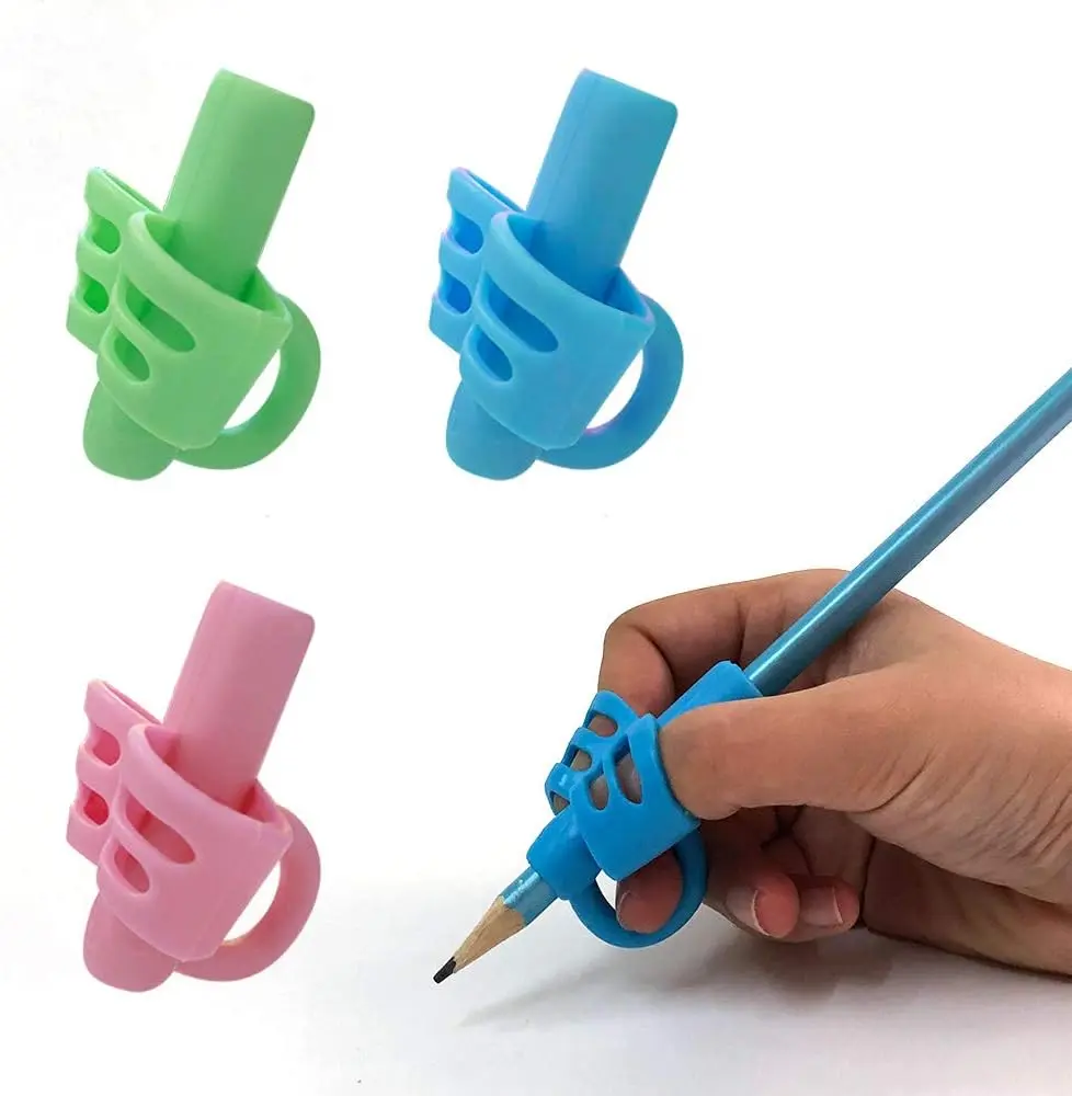 3-Pack Silicone Ergonomic Stylus Pencil Grips - Tablet Accessories, Breathable Holder for Righties and Lefties, Correct Writing Position Training Tool, 2-4 Year Olds’ Learning Stationery Aid, Computer, Silicone Pencil Correction Holder, Thumb And Index Fi