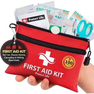 Travel First Aid Kit for Car, 100-Piece Compact Emergency Preparedness Starter Kit for Home, Office, Camping, Hiking