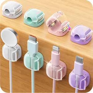 Cable Clips 8 Pack Cord Holder Organizer Dual Spring Lock Strong Adhesive Universal 7.5mm Fit Cute Desk Accessories for Women Home Office School Decor