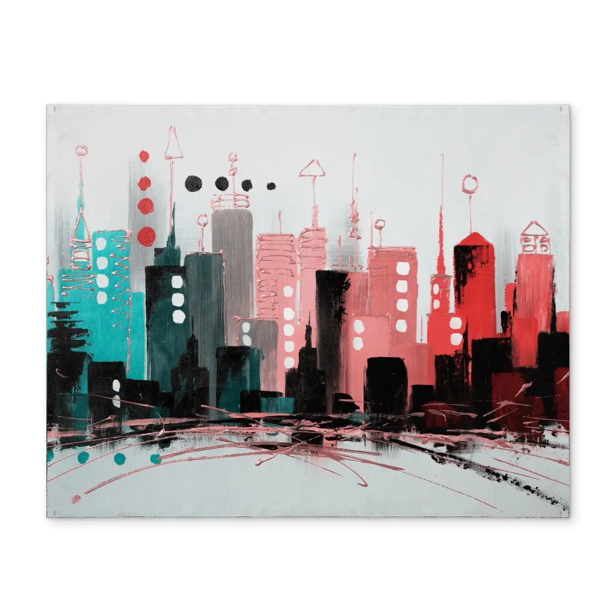 360 stand Rectangular Rose Gold Cityscape Print Placemat, 14x18 in Modern Easy-Clean Aesthetic Tableware with Pink Shapes, Coasters for Home Decor (CPPM1418FQ9LYN), Coasters Home Decor, Coasters For Drinks