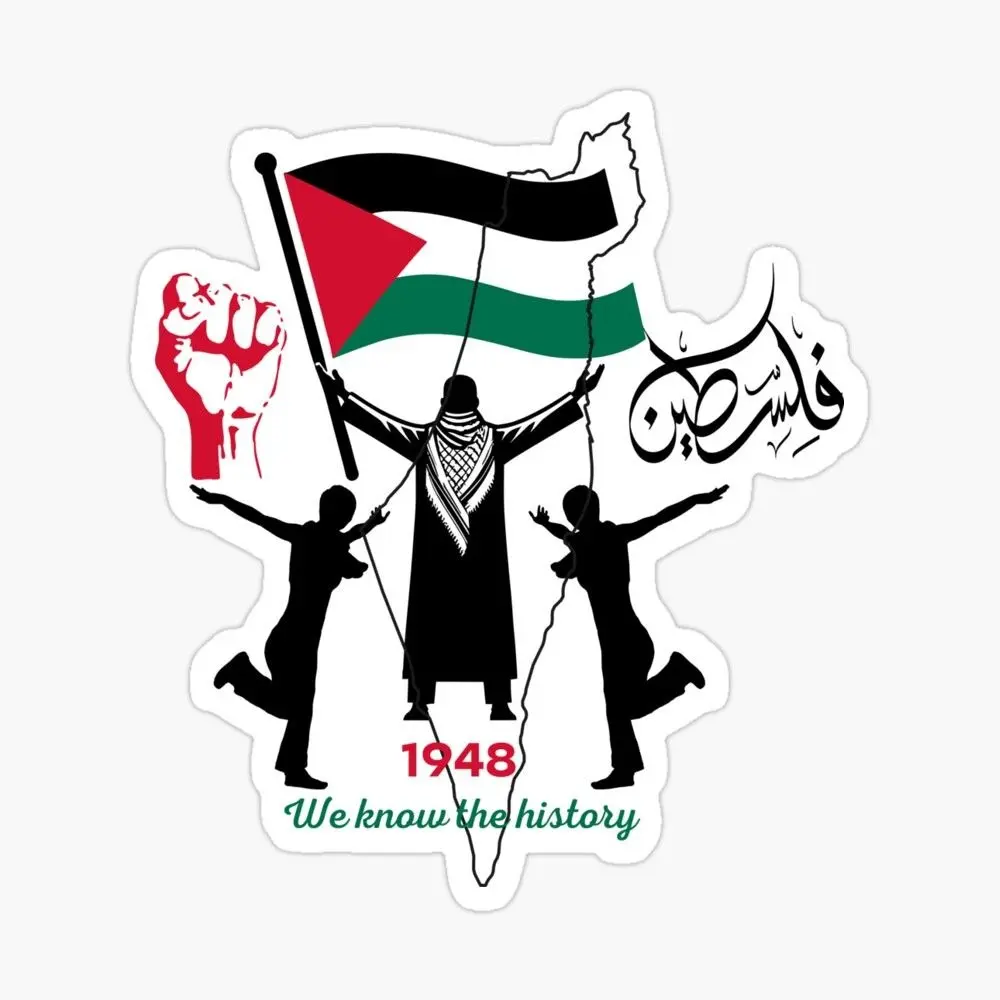 The History 1948 Palestine Sticker, Vintage Map Design, Palestinian Heritage & Freedom Vinyl Decal, Cultural Awareness Sticker for Laptop, Journal, or Car Decor