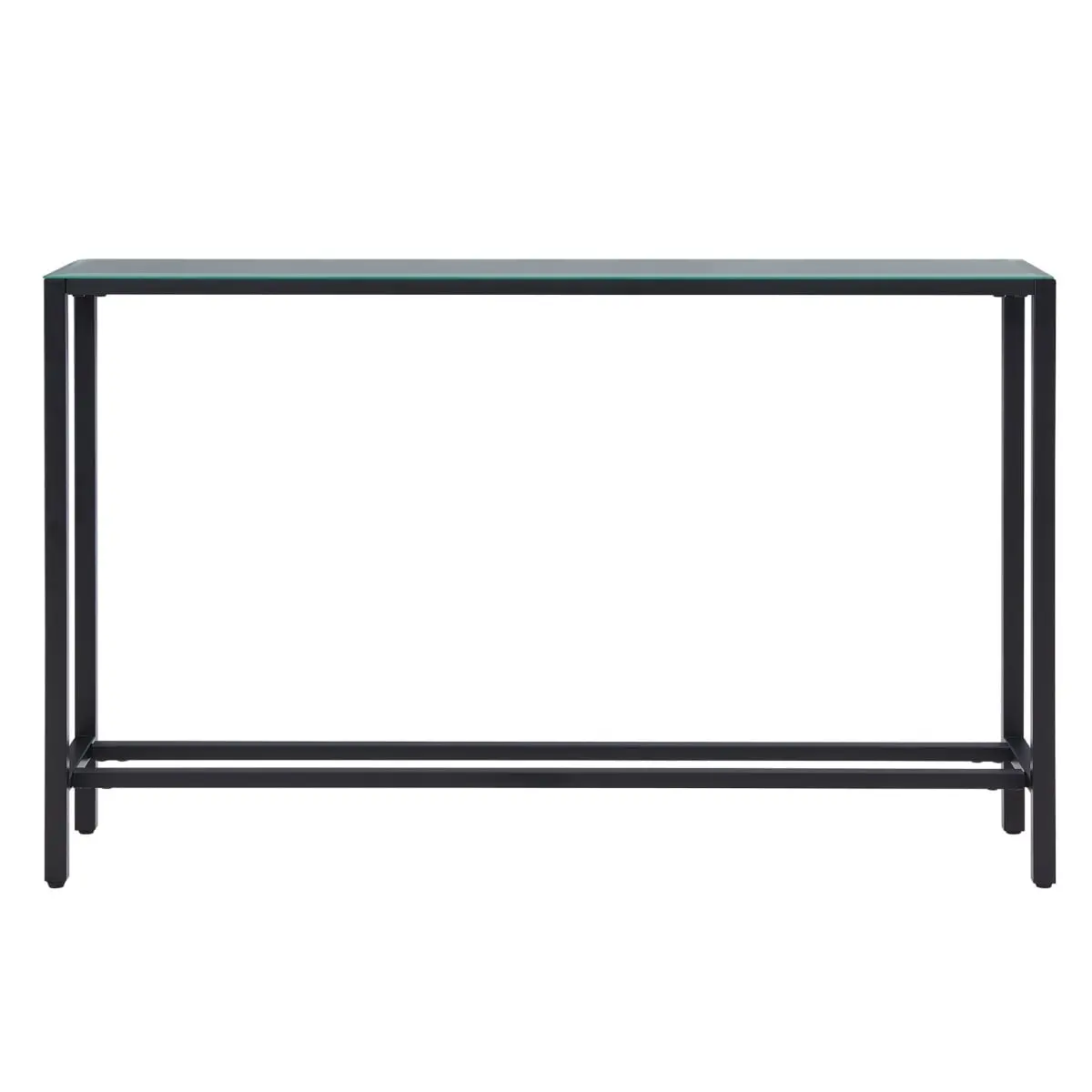 360 Stand 56 in. Rectangular Mirrored Glass Console Table - Black, Metal Frame, 4 Legs, Mirrored Top, Four Legs