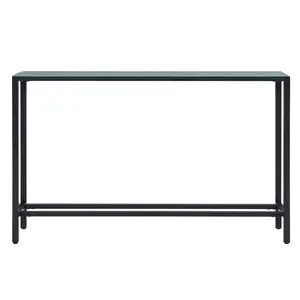 360 Stand 56 in. Rectangular Mirrored Glass Console Table - Black, Metal Frame, 4 Legs, Mirrored Top, Four Legs