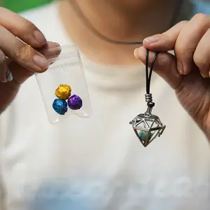 Diamond Romance Locket: Openable Hollow-out Design | Adjustable Chain | Includes 3 Botanical Scent Beads for Stress Relief & Sacred Mementos