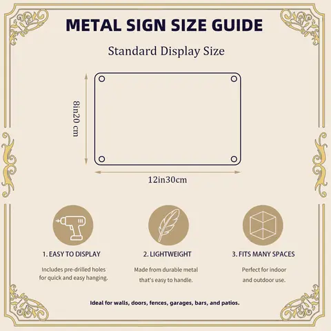 Metal After-Sale Guide Card for Home Decor Plaques - Care Instructions, Usage & Hanging Plaque Tips, Durable Metal Signage Care for Wall Display and Home Supplies
