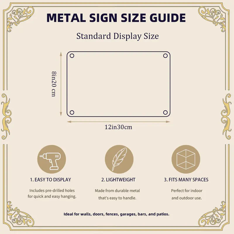 Metal After-Sale Guide Card for Home Decor Plaques - Care Instructions, Usage & Hanging Plaque Tips, Durable Metal Signage Care for Wall Display and Home Supplies