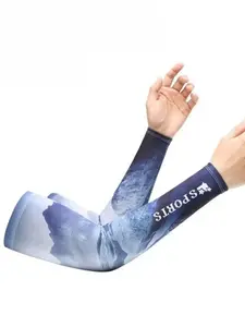 Men's Starry Sky Print Windproof Arm Sleeves, Sports Arm Sleeve, Summer Ice Silk Fishing Gloves, Long Cycling Sleeve, All Seasons Casual Style