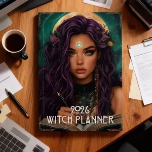 2026 Witchcraft Theme Planner Book, Includes Months, Weekly Pages, Dream Diary, Moon Phase Tracker, Gothic Witch Astrology Guide, Calendar