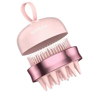 2-in-1 Scalp Massager Shampoo Brush, Scalp Scrubber for Dandruff Removal with Soft Silicone Bristles, Wet/Dry Scalp Exfoliator for Scalp Care (Pink) scalp  psoriasis