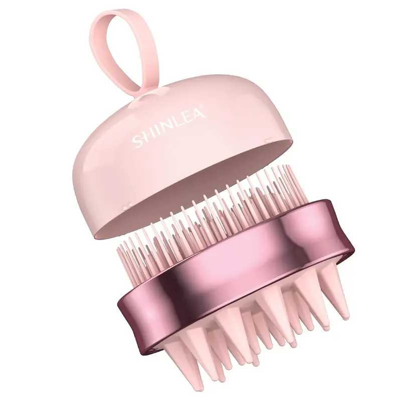 2-in-1 Scalp Massager Shampoo Brush, Scalp Scrubber for Dandruff Removal with Soft Silicone Bristles, Wet/Dry Scalp Exfoliator for Scalp Care (Pink) scalp psoriasis