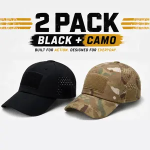 [Class of 2026] 2 Pack Tactical Mesh Baseball Caps for Men – Black + Camo Ripstop Hat Bundle, Breathable Outdoor Fishing Cap with Velcro Patch Panels, Adjustable EDC Hunting Hiking Range Hat, Father’s Day Gift, Memorial Day Outdoor Gear Sale