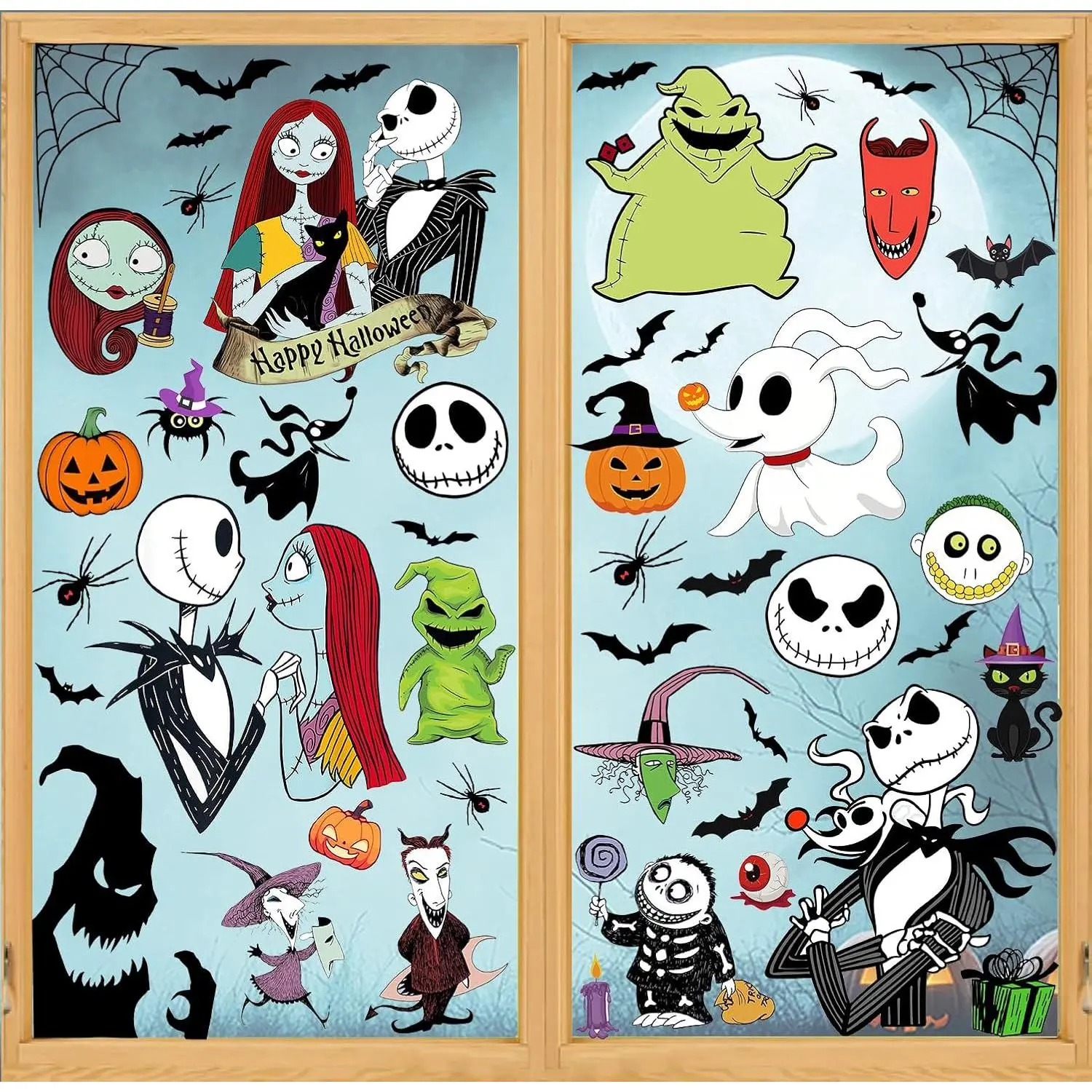 Halloween Window Stickers, Double-Sided Stickers, Scary Silhouettes on Glass Walls,  Decor, Indoor Halloween Party Supplies 6 count