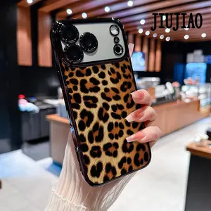 Fashionable leopard print Pattern Soft silicone Phone Case for iPhone 17 Pro Max Air 16 Pro Max 15 Plus 14 13 12 11 All-inclusive lens Anti-drop Transparent Electroplated Protective Cover