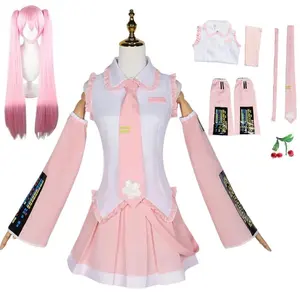 Pink Cosplay Costume Performance Suit Cos  Mi ku Regular C  Wig  Girls Spring Sara Cherry