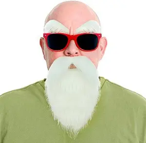 Kame Sennin Master Roshi Costume White Beard Mustache with Glasses Menswear Clothing
