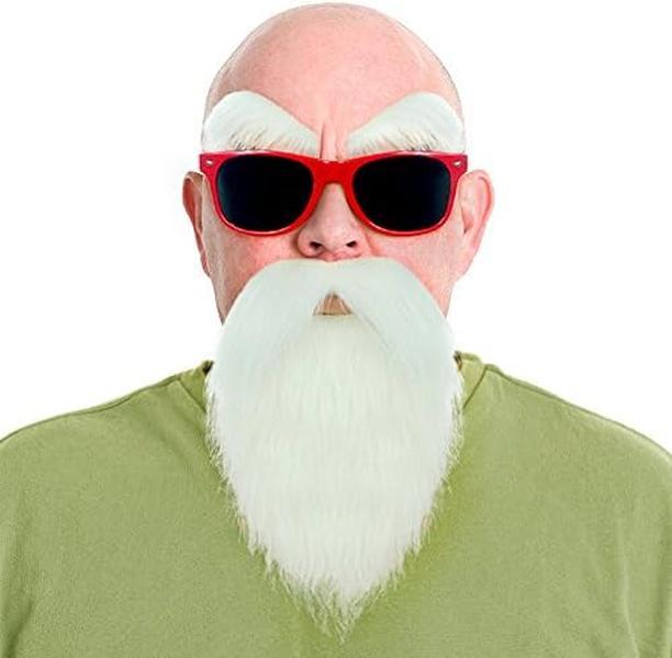 Kame Sennin Master Roshi Costume White Beard Mustache with Glasses Menswear Clothing