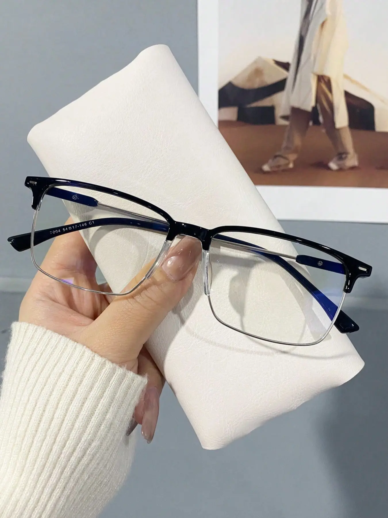 Fashion Metal Half Frame Business Style Rectangular Glasses for Men and Women, All-Season Wear, Daily Use, Student Essentials, Fashion Frame Eyeglasses, Stylish Square Frames, Rectangle Frames Eyeglasses, Fashionable Frames Glasses, Eyewear