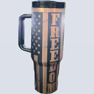 We the People Tumbler - 40 oz Stainless Steel Double-Wall Insulated Flask with Straw & Lid - Black Onyx - Portable & Stylish Drinkware for Hot & Cold Beverages Insulation Water Bottles Mug Tea