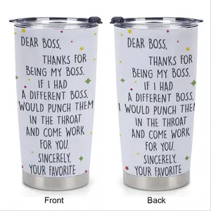 Dear Boss Funny 20 Oz Stainless Steel Tumbler Sarcastic Appreciation Gift Portable Water Bottle for Boss's Day Hilarious Office Drinkware Flasks Perfect for Office Use Lady Coffee