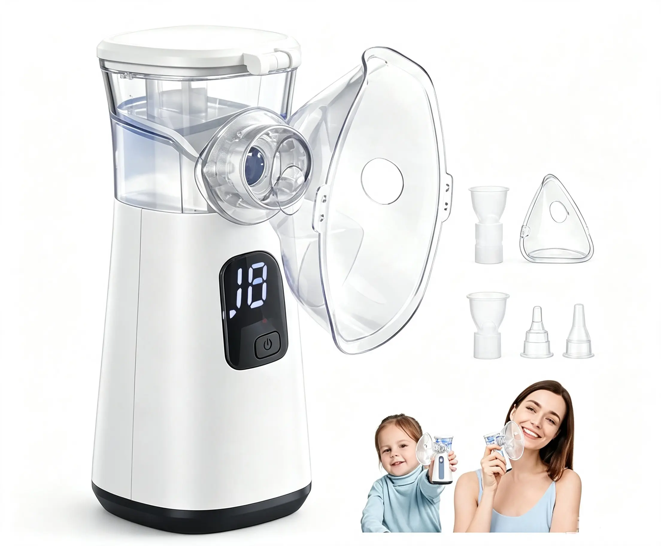 Portable Cordless Handheld Mist Device with Auto-Cleaning, Whisper-Quiet Operation, LED Interface & USB-C Charging for Adults & Kids