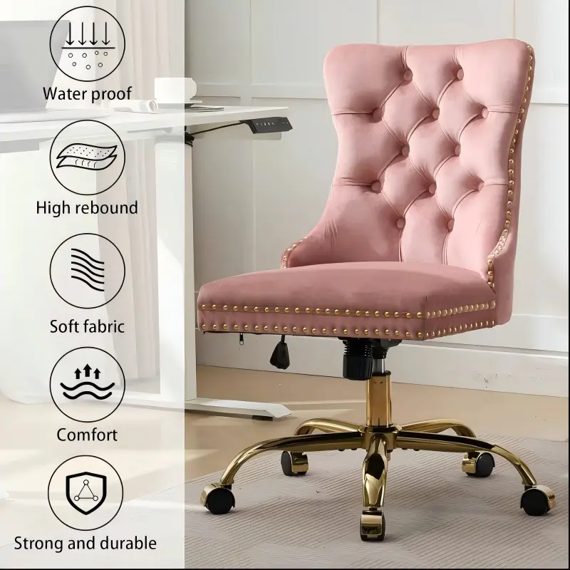 slim fit dress slacks Pink Velvet Vanity Stool With Back Round Tufted Accent Chair Rose Gold –  Morgan Rey main image 1
