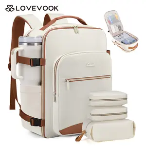 LOVEVOOK Colorblock Carry-On Travel Backpack with 3 Packing Cubes and Laptop Compartment - Personal Item,TSA-Friendly, Airline Approved Travel Bag for Hiking, Weekend,Gift for Valentine's Day,  TikTokShopStockUp