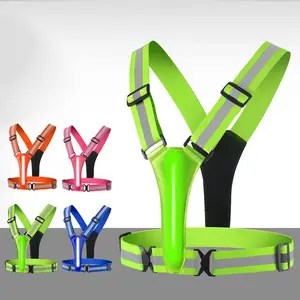 Night Outdoor Sport LED Fiber Optic Vest 360 Degree High Visibility Reflective Flash Safety Vest Lightweight Adjustable Durable Multifunctional Running Riding Cycling Fitness Training Unisex Night Activity Protective Wear