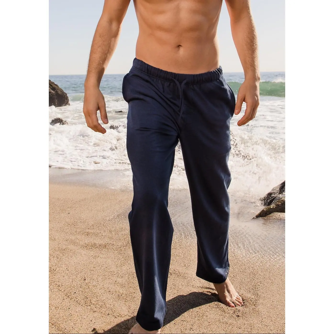 Men's Small Tapered Leg Casual Sweatpants - Bamboo Cotton Fleece with Spandex Viscose Bamboo Cellulose Fiber, Comfortable Stretch Fabric, Soft Athleisure Style, Functional Pockets, True-to-Size Generous Cut, Adjustable Drawstring Waist, Menswear Bottoms,,