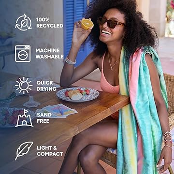 60IN by 30IN Beach Towel, Oversized Microfiber Beach Blanket for Adults, Beach Essentials, Ideal for Cruise, Gym, Travel, Yoga, Camping Gear, And Swimming