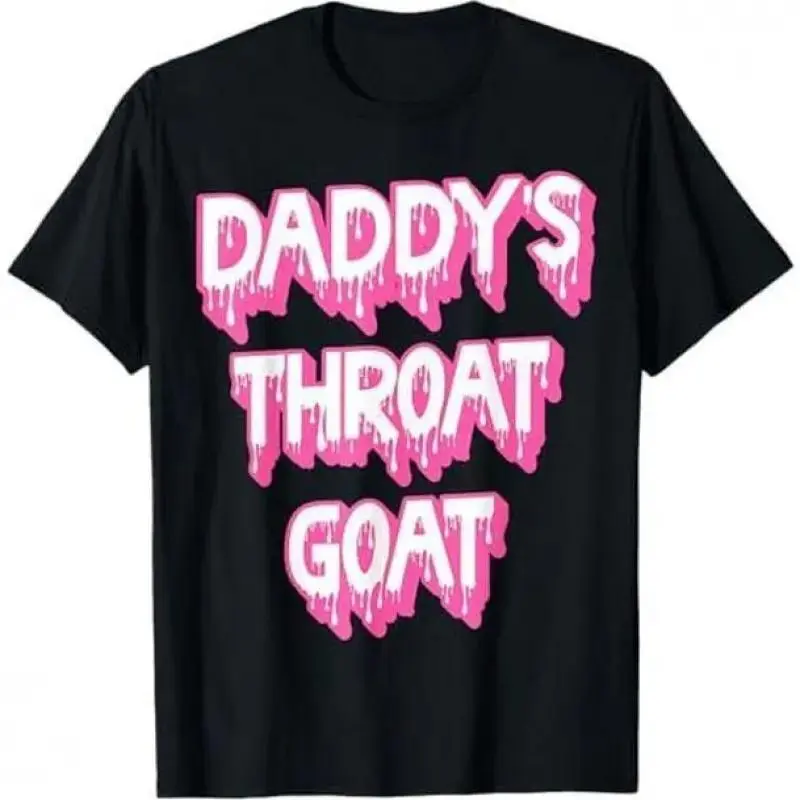 [OVER SIZE][BOLDR SHOP]Funny Pink Daddy's Throat Goat Adult Humor Sarcastic Outfit T-Shirt Round Neck Menswear Graphic Casual Streetwear Oversized