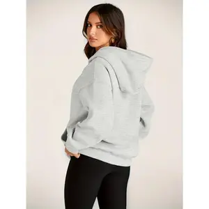 Oversized Hoodie Women - Solid Color Cropped Sweatshirt, Cozy Fleece-Lined Kangaroo Pocket Pullover for Fall/Winter (Casual Loungewear, Unisex Fit)