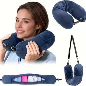 Travel Companion Pillow Garment Bags with U-Shaped Neck Support Convertible Clothes Storage Portable Luggage Airplane Rest and Comfortable Cushion Multifunctional Travel Accessory