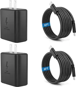 2025 New 45W Super Fast Charger Type C USB C Android Charger with C to C 6FT Long Type C Fast Charging Cable 2Pack for Samsung Galaxy S25/S25+/S25 Ultra/S24/S24+/S24 Ultra/S23/S23+/S23 Ultra/S22 Electronic Device 4 1 charging cable