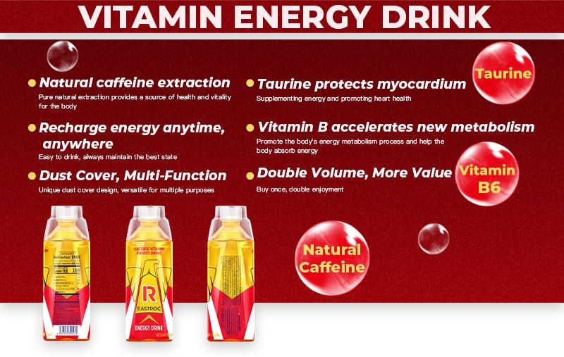 Eastroc Non-Carbonated Vitamin Energy Drink w Shot Cup – Natural Caffeine, Taurine, B Vitamins for Focus, Stamina & Metabolism Support