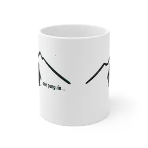 penguin silhouette mug | mountain outline, minimalist wildlife coffee cup