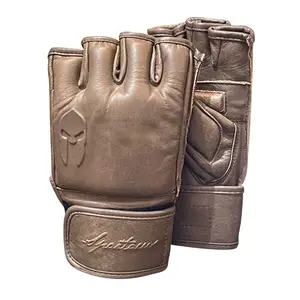 MMA GENUINE MEN'S LEATHER GRAPPLING GLOVES MARTIAL ARTS SPARRING SPARTACUS 1