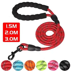 1 PC Reflective Heavy Duty Dog Leash, Double Layer Strong Traction Rope with Soft Padded Handle, Durable No Pull Dog Leash for Large Strong Dogs Walking Training Night Safety