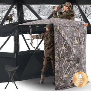 2-3 Person Portable Hunting Blind With Thermal Insulation For Ground Use, Deer And Duck Field Shelter, Foldable Ground Blind With Carrying Bag, Weatherproof Outdoor Hunting Shelter, Camping Gear