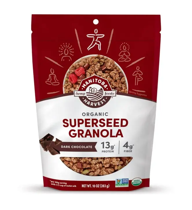 Manitoba Harvest Hemp Yeah Superseed Granola, Dark Chocolate - 10oz - 11g Protein, 4g Fiber, 3.5g Omega 3 & 6 per 60g serving