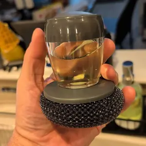 Automatic Liquid Filling Comfort Handle Soap Dispense Palm Brush for Kitchen Sink Pot Bowl Cleaning，tackle tough stain，kitchen stove Cleaning，grease removal，brush applicator，glove brush Squeegee