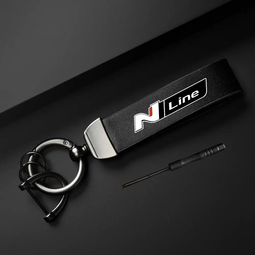 Car Keychain, PU Leather Car Keychain, Simple Design Car Interior Decoration Accessories for Hyundai i20 i30 Elantra Kona Sonata Tucson N Line, Car Interior Accessory, Minimalist Design Keychain, Keychain For Car Keys, Car Key Ring