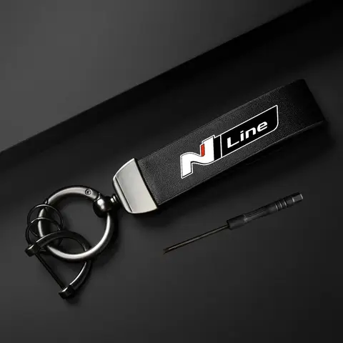 Car Keychain, PU Leather Car Keychain, Simple Design Car Interior Decoration Accessories for Hyundai i20 i30 Elantra Kona Sonata Tucson N Line, Car Interior Accessory, Minimalist Design Keychain, Car Key Ring, Car Key Chains