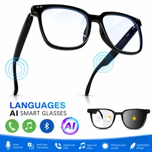 Smart AI Bluetooth Glasses with Calling Button Touch Adjustment  Hands-Free Languages Real-Time Translation Bluetooth Wireless Wearable UV Protection for Driving Work Outdoor