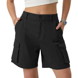 Lepunuo Womens Cargo Shorts Knee Length Bermuda Shorts 6 Pockets Casual Summer Hiking